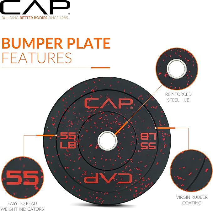 CAP Barbell 2-Inch Olympic Bumper Plate Weight Set 100-370 lbs