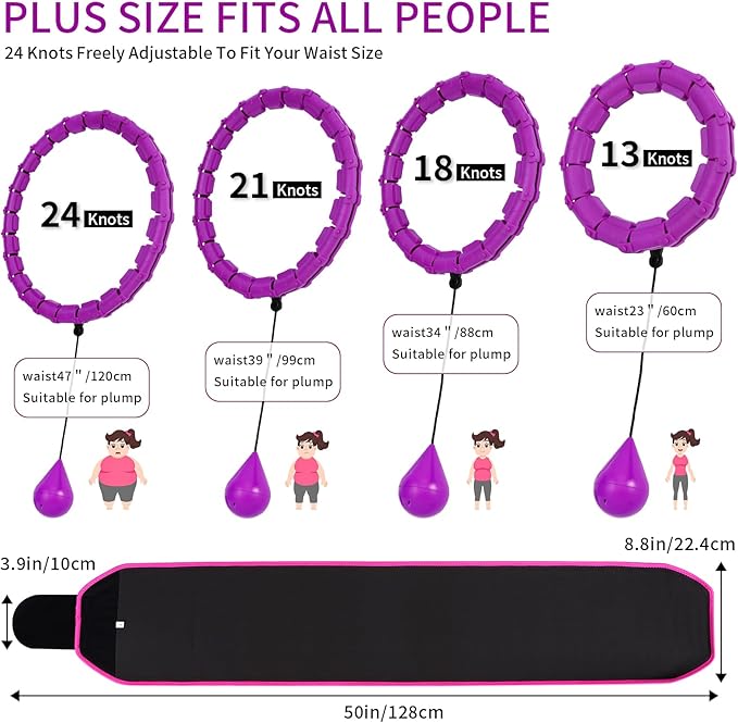 Infinity Weighted Hula Fit Hoop for Adult Weight 47'' Fitness 24 Detachable