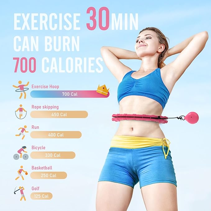Weighted Hula Circle Hoops for Adults Weight Loss 47 Inch, 24 Detachable