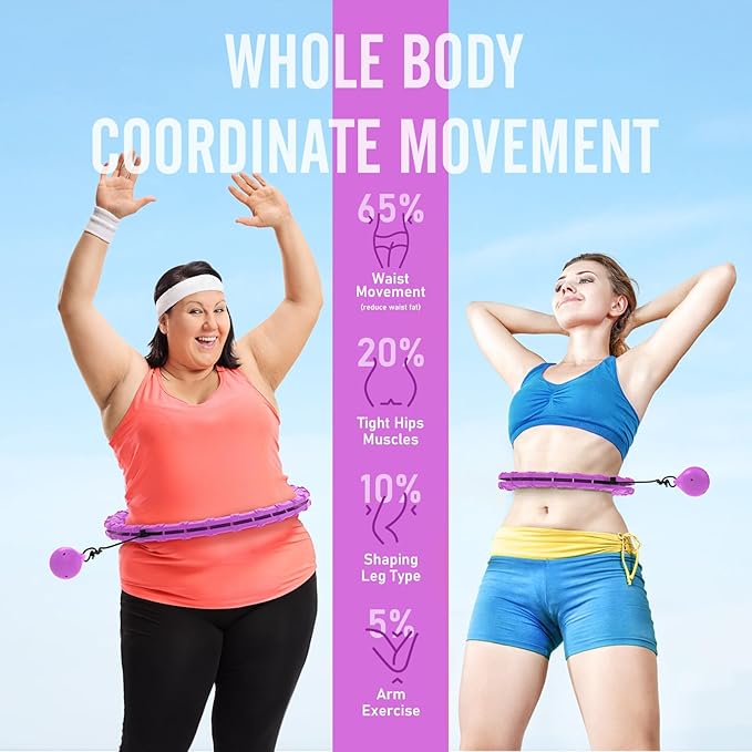 Weighted Hula Circle Hoops for Adults Weight Loss 47 Inch, 24 Detachable