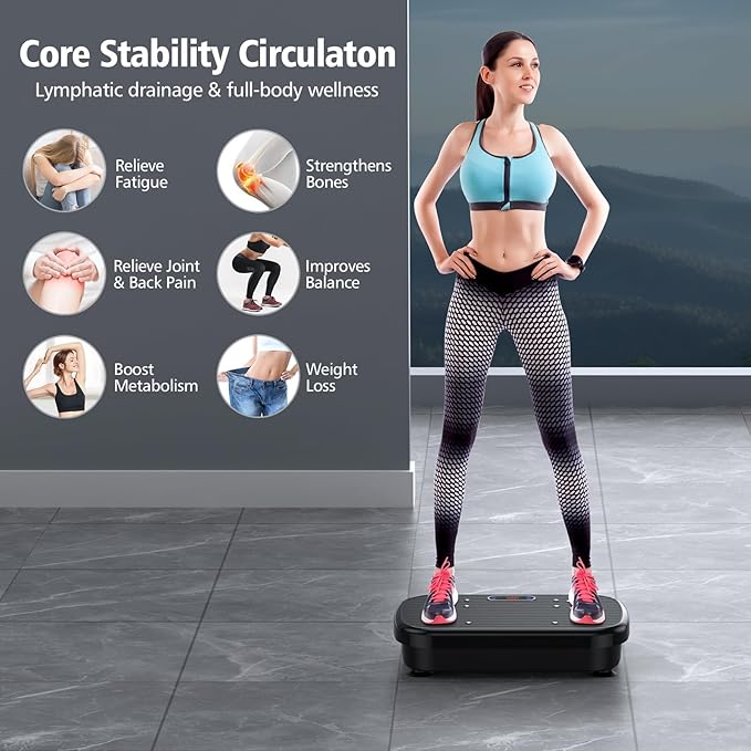 Vibration Plate Exercise Machine, Vibration Plate for Lymphatic Drainage 330 Lbs Capacity Whole Body Vibration Platform Machines Helps Weight Loss Shaping Toning Wellness