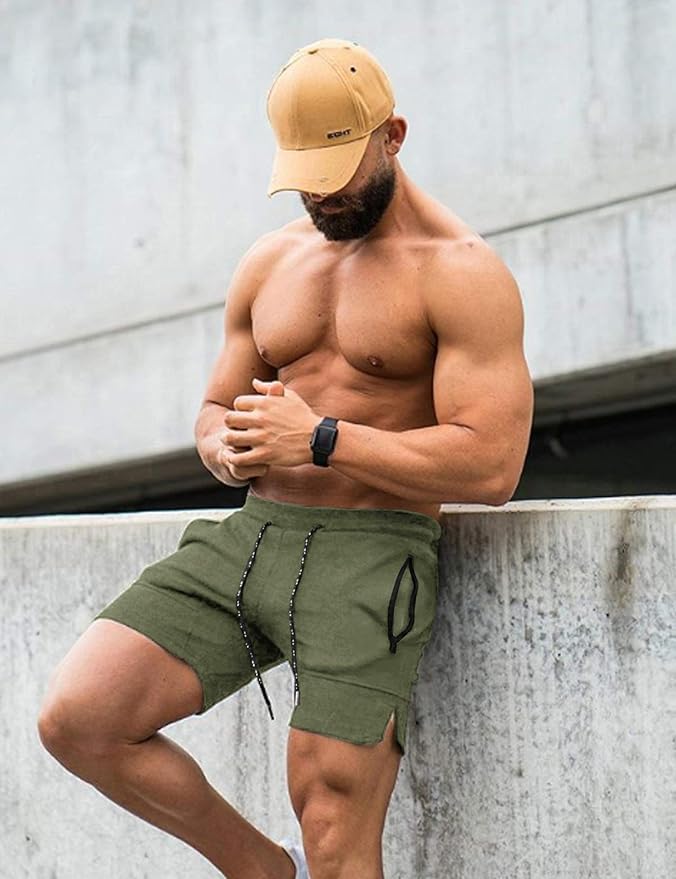 COOFANDY Men's Gym Workout Shorts Athletic Training Shorts Fitted Weightlifting Bodybuilding Shorts with Zipper Pockets