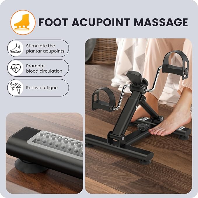 Sportneer Portable Under Desk Pedal Exerciser Low Resistance Exercise Bike Folding Indoor Exercise Pedal Machine Bike for Arm & Leg Under Desk Bike Leg Exercisers While Sitting for Home Office