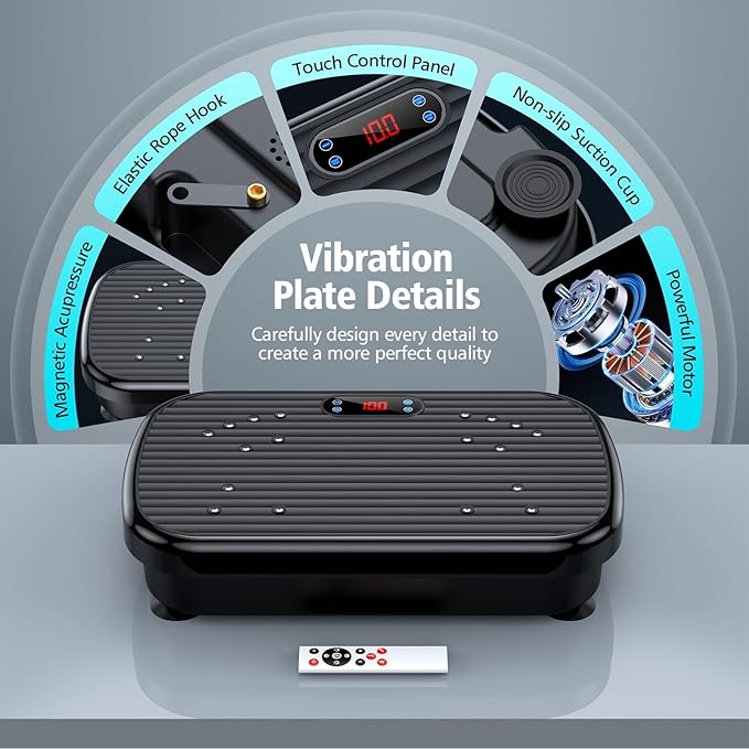 Vibration Plate Exercise Machine, Vibration Plate for Lymphatic Drainage 330 Lbs Capacity Whole Body Vibration Platform Machines Helps Weight Loss Shaping Toning Wellness