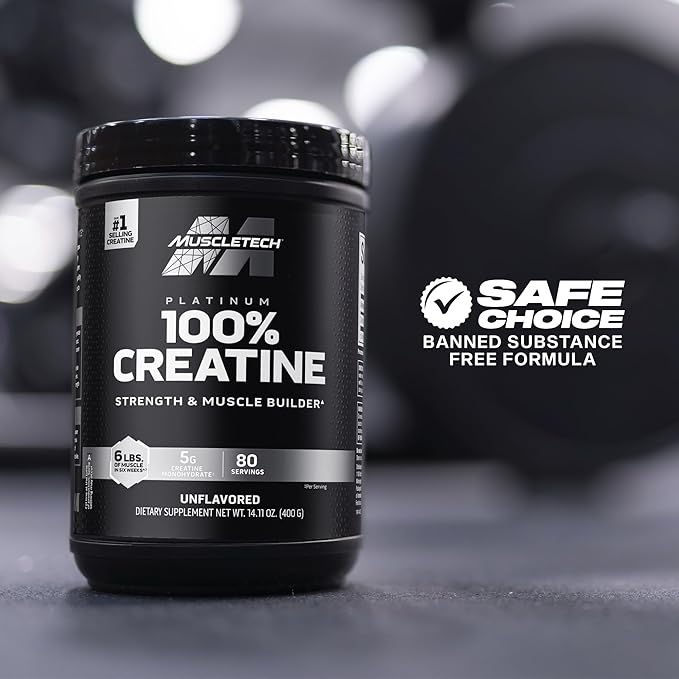 Muscletech Creatine Monohydrate Powder, Platinum Pure - Unflavored Micronized Creatine Powder for Men & Women - Workout Supplements for Performance, Muscle Recovery & Builder - (80 Servings)