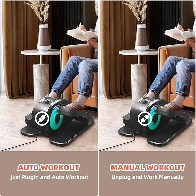 ESL Under Desk Elliptical - Portable Leg Exerciser for Seniors, Compact Seated Elliptical with Remote Control, LCD Display Electric Elliptical Trainers