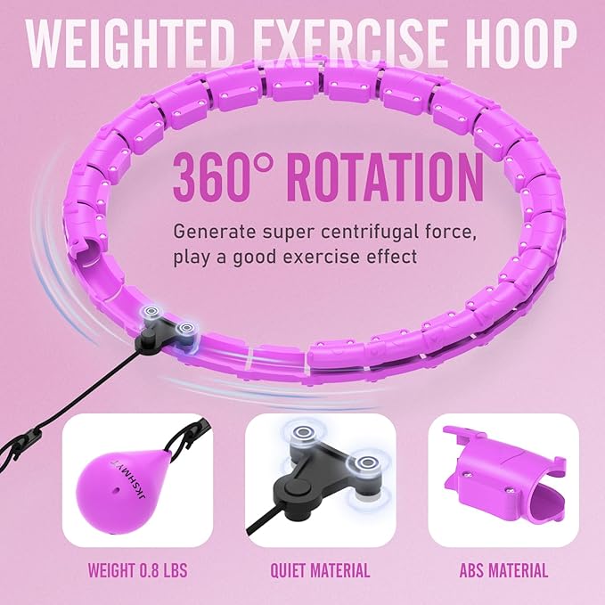Weighted Hula Circle Hoops for Adults Weight Loss 47 Inch, 24 Detachable