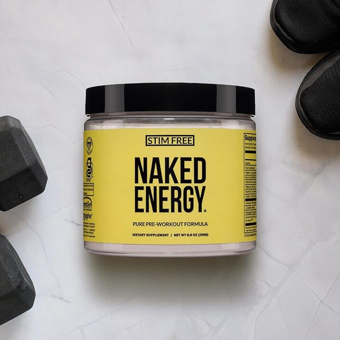 NAKED Energy - Stim Free Pre Workout Caffeine Free, for Men and Women, Vegan Friendly, No Artificial Sweeteners, Colors Or Flavors - 50 Servings