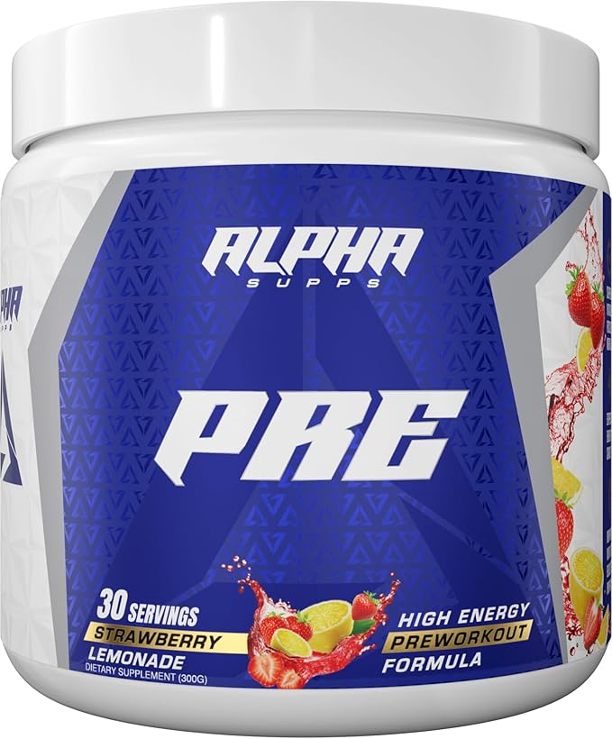Pre, Pre-Workout Powder for Men & Women, Back to Basics Preworkout Formula for Fitness & Gym Training Athletes - Boost Energy, Focus & Performance (30 Servings, Strawberry Lemonade)