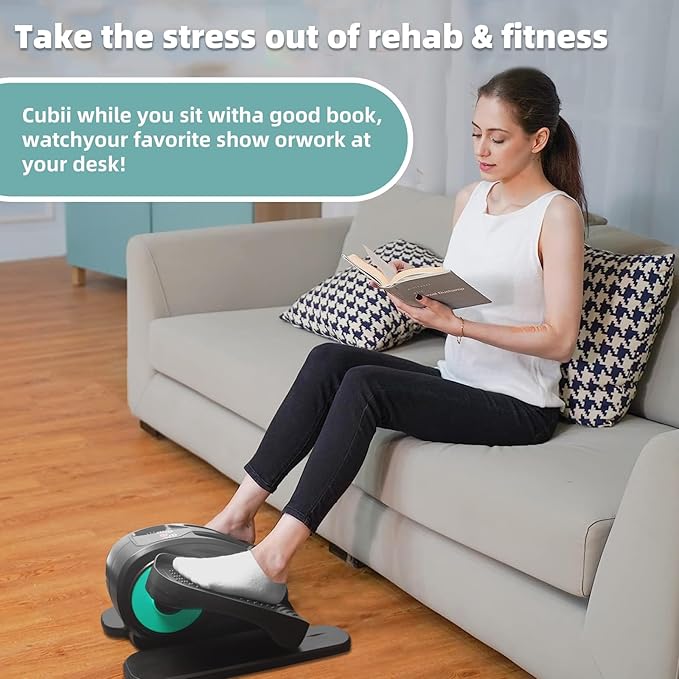 ESL Under Desk Elliptical - Portable Leg Exerciser for Seniors, Compact Seated Elliptical with Remote Control, LCD Display Electric Elliptical Trainers