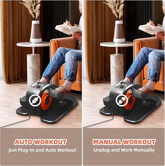 ESL Under Desk Elliptical - Portable Leg Exerciser for Seniors, Compact Seated Elliptical with Remote Control, LCD Display Electric Elliptical Trainers