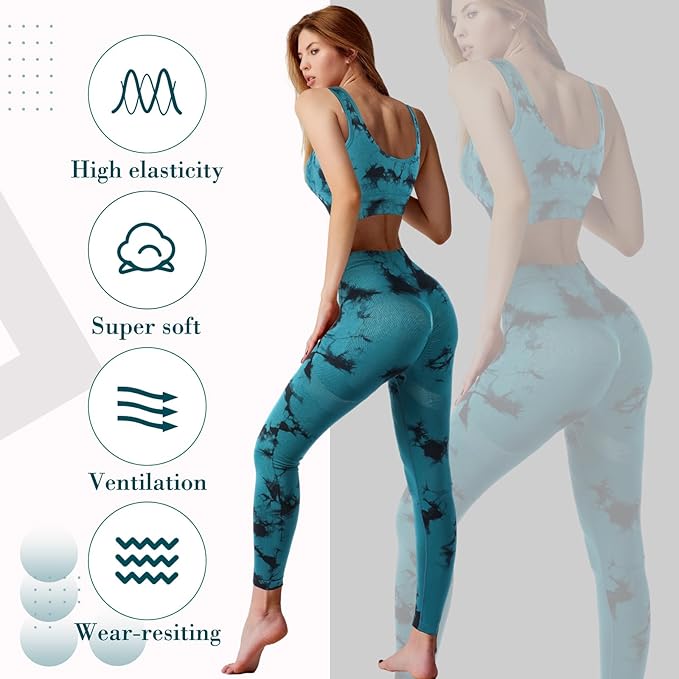 4 Pcs Women's Workout Sets Pilates Exercise Outfit Ribbed Scoop Neck Sports Bra Shorts Leggings Gym Clothes Set