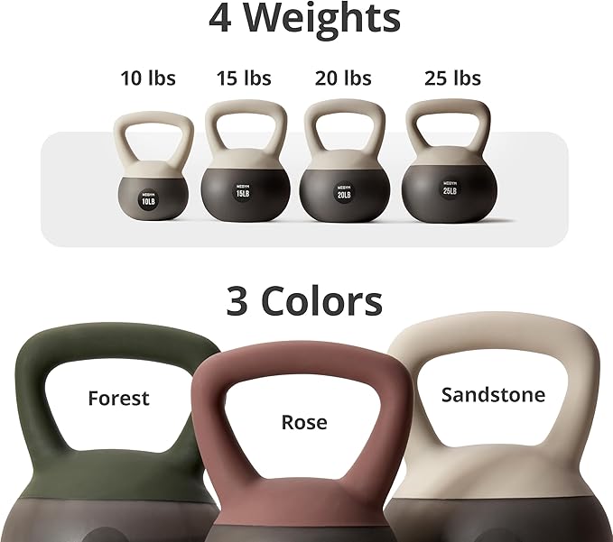 Soft Kettlebells with Cushioned Impact-Resistant Base and Anti-Slip
