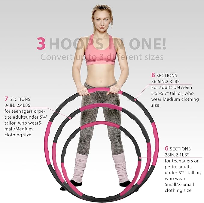 Weighted Hula Hoop Set with Jump Rope - 2.2 lbs