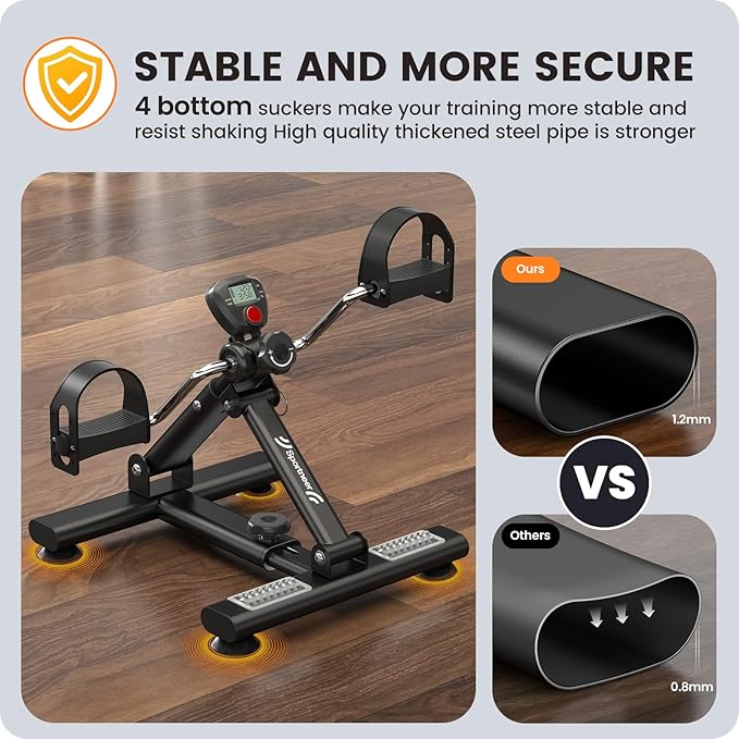 Sportneer Portable Under Desk Pedal Exerciser Low Resistance Exercise Bike Folding Indoor Exercise Pedal Machine Bike for Arm & Leg Under Desk Bike Leg Exercisers While Sitting for Home Office