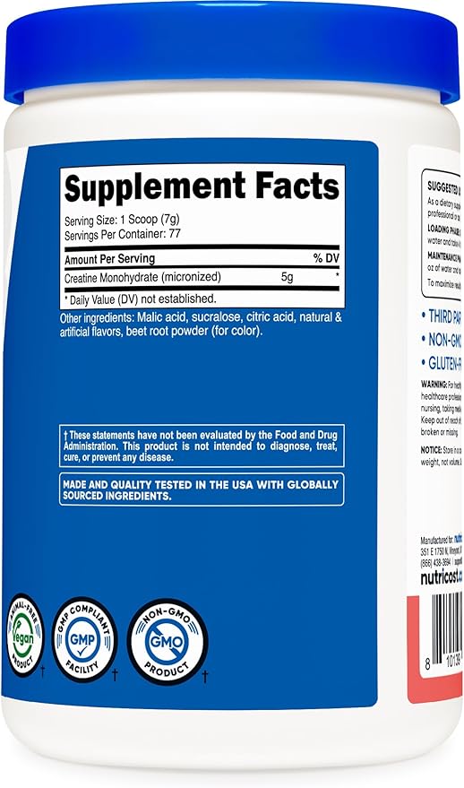 Nutricost Creatine Monohydrate Powder (Watermelon 500 Gram)