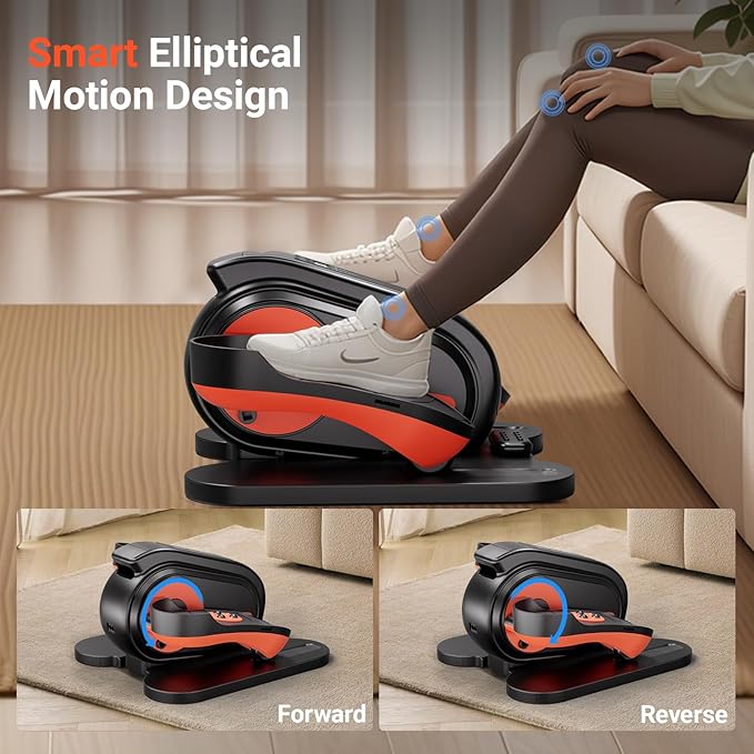GORISE Under Desk Elliptical Machine, Portable Ellipse Leg Exerciser as Seen on Tv for Seniors, Fully Assembled Seated Pedal Exerciser with Remote, Manual & Auto Mode for Home Office