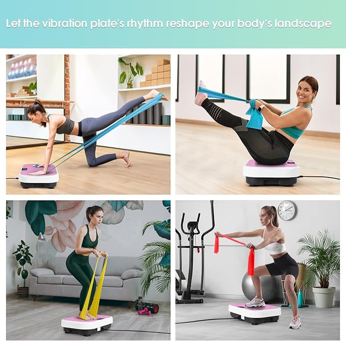 Vibration Plate Exercise Machine for Lymphatic Drainage,Softgym Power Vibrate Stand Shake Board 400 Lbs Capacity Whole Body Workout Waver with Fitness Resistance Bands Weight Loss Gifts for Women Men