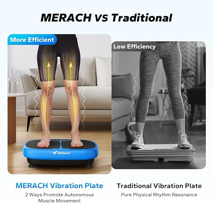 MERACH Vibration Plate Exercise Machine, Vibrating Plate Exercise Machine for Women Men, 99 Speeds Vibration Plate with 2 Tension Ropes LED Display, Workout Equipment for Home