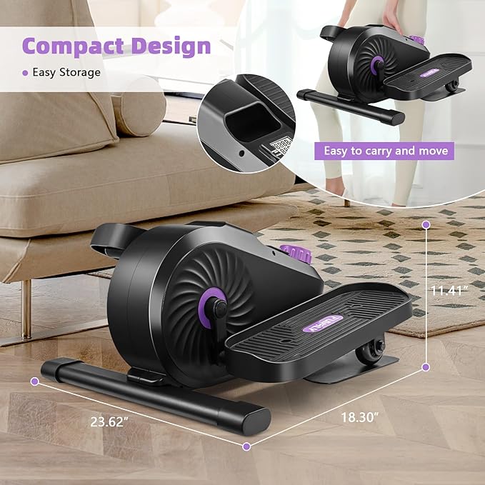 FUNMILY Under Desk Elliptical, Under Desk Bike Pedal Exerciser, Seated Elliptical, Work from Home Fitness, Mini Elliptical Machines,Portable Foot &Leg Pedal Exerciser-Stand or Sit (Black)