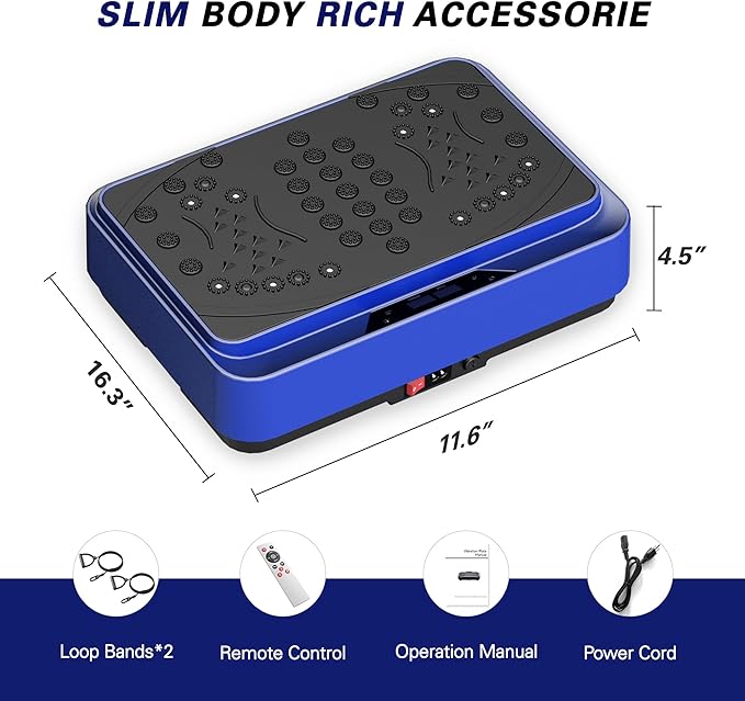 soges Vibration Plate Exercise Machine with Resistance Bands, Vibrating Plate for Lymphatic Drainage, Whole Body Vibrate Equipment, Home Fitness Workout Weight Loss Sports