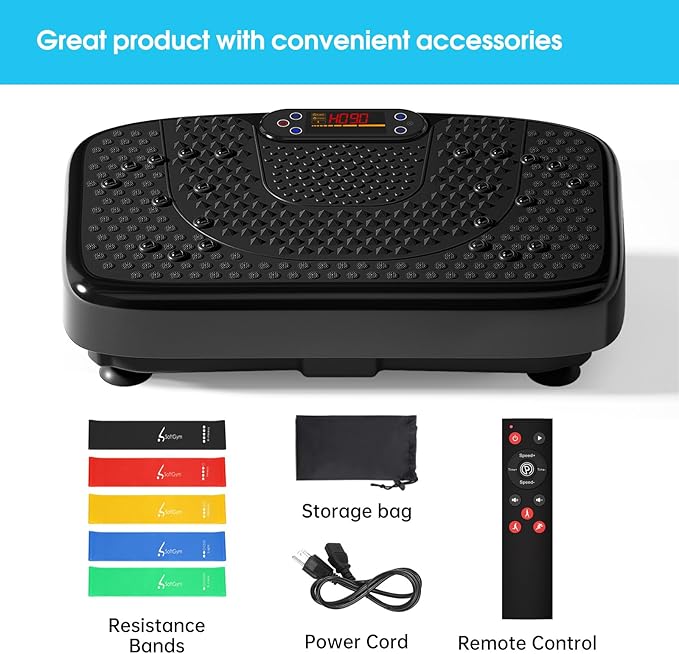 Vibration Plate Exercise Machine for Lymphatic Drainage,Softgym Power Vibrate Stand Shake Board 400 Lbs Capacity Whole Body Workout Waver with Fitness Resistance Bands Weight Loss Gifts for Women Men