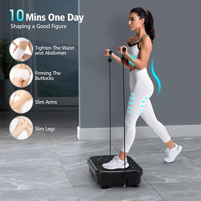 Vibration Plate Exercise Machine, Vibration Plate for Lymphatic Drainage 330 Lbs Capacity Whole Body Vibration Platform Machines Helps Weight Loss Shaping Toning Wellness