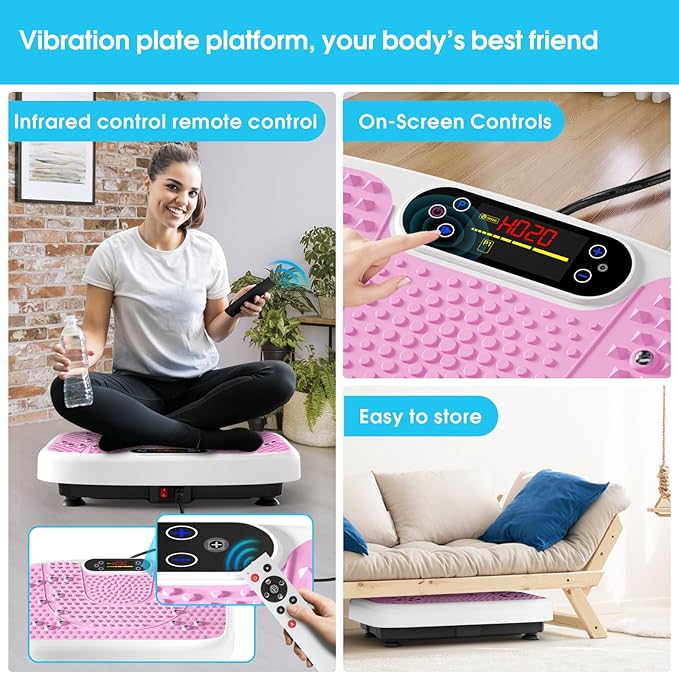 Vibration Plate Exercise Machine for Lymphatic Drainage,Softgym Power Vibrate Stand Shake Board 400 Lbs Capacity Whole Body Workout Waver with Fitness Resistance Bands Weight Loss Gifts for Women Men