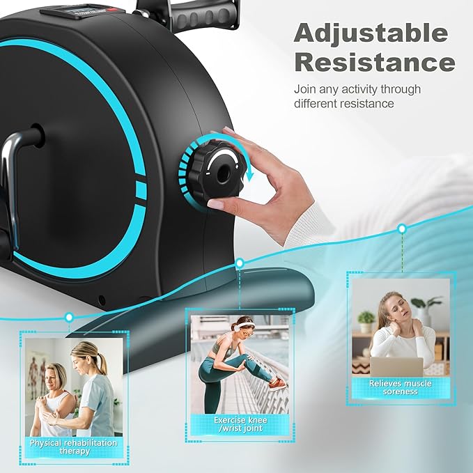 FEIERDUN Mini Exercise Bike, Under Desk Bike Pedal Exerciser for Arm/Leg Exercise