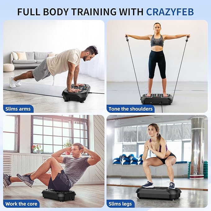 Vibration Plate Exercise Machine - CrazyFeb Vibration Plate for Lymphatic Drainage, Whole Body Vibrating Plate Exercise Machine - Waver Vibration Plate High-Intensity Fitness Equipment for Weight Loss