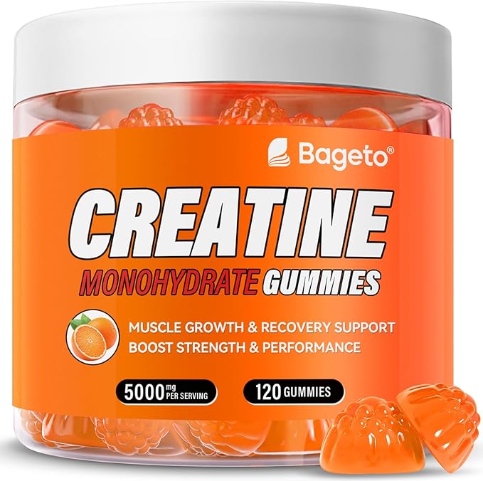 Creatine Monohydrate Gummies 5g for Men Women,Sugar Free Chewables Creatine Pre-Workout for Muscle Strength, Orange Flavor, 120 Count