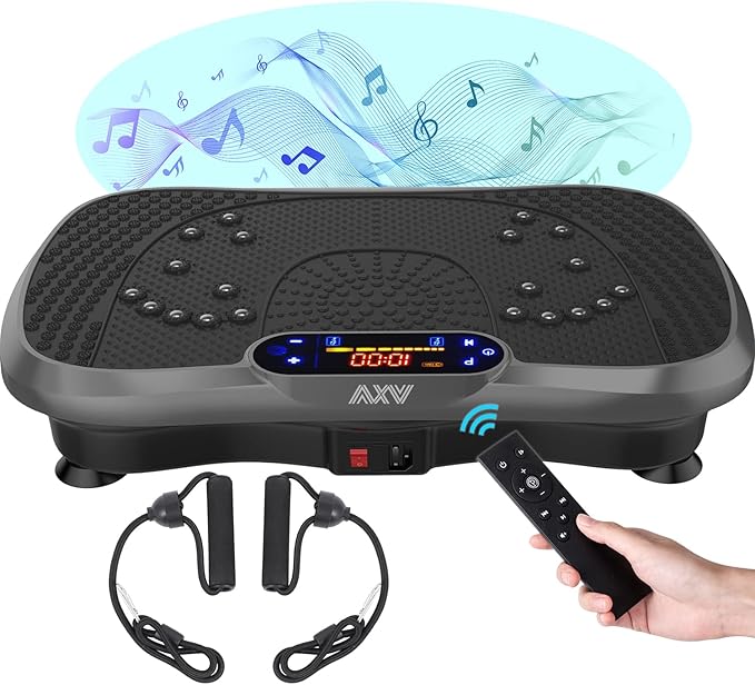 AXV Vibration Plate Fitness Platform Exercise Machine Vibrating Lymphatic Drainage Shaking Full Body Shaker Workout Vibrate Stand Shake Board Sport Gym for Weight Loss Fat Burner for Women Men