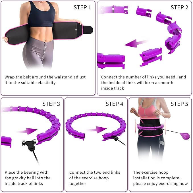 Infinity Weighted Hula Fit Hoop for Adult Weight 47'' Fitness 24 Detachable