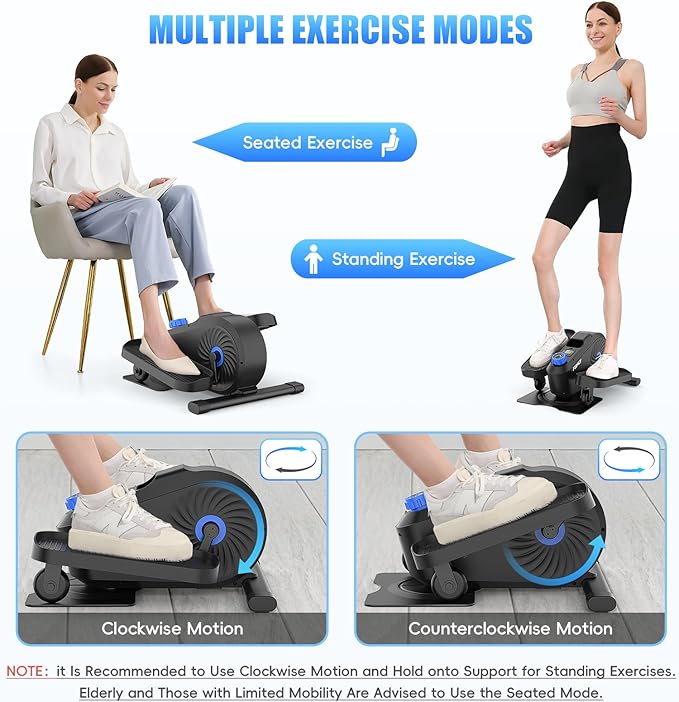 FUNMILY Under Desk Elliptical, Under Desk Bike Pedal Exerciser, Fully Assembled Leg Exerciser 2 in 1 Seated Standing Elliptical, Ultra-Quiet Mini Elliptical Machines for Home Office Use