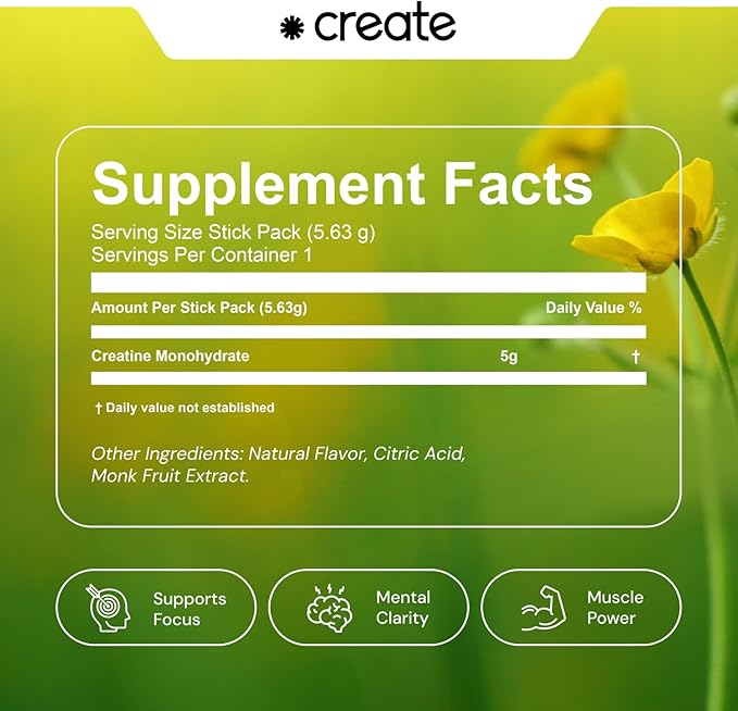 Create Single Serve Creatine Monohydrate Powder – 5g 30 Packets