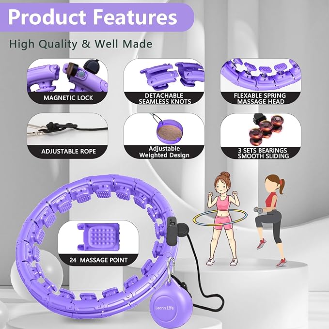 U1-28/30 Knots, Magnetic Lock Smart Weighted Hula Hoop