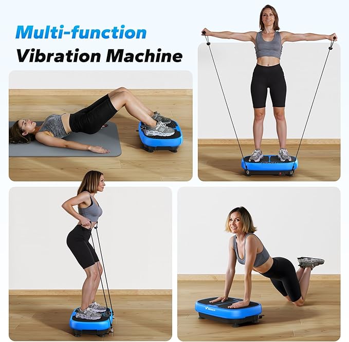 MERACH Vibration Plate Exercise Machine, Vibrating Plate Exercise Machine for Women Men, 99 Speeds Vibration Plate with 2 Tension Ropes LED Display, Workout Equipment for Home