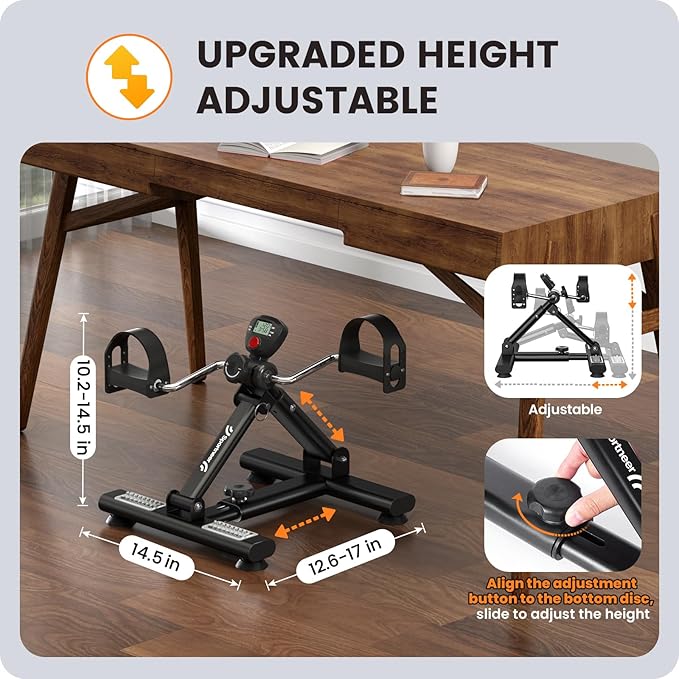 Sportneer Portable Under Desk Pedal Exerciser Low Resistance Exercise Bike Folding Indoor Exercise Pedal Machine Bike for Arm & Leg Under Desk Bike Leg Exercisers While Sitting for Home Office
