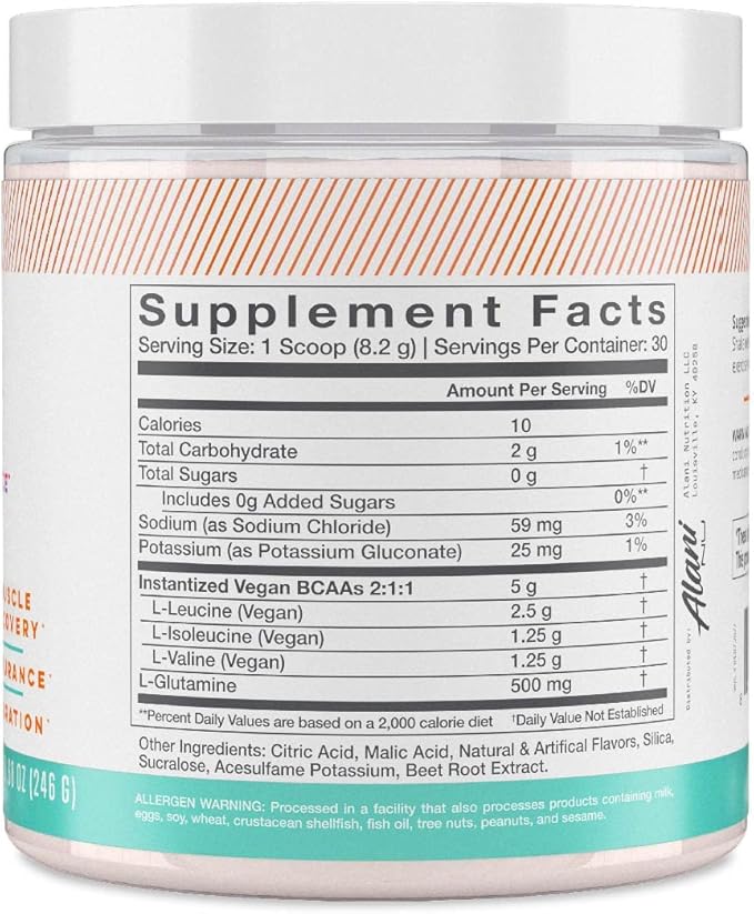 Alani Nu BCAA Hawaiian Shaved Ice | Branch Chain Essential Amino Acids | 2:1:1 Formula | Supplement Powder | Muscle Recovery Vitamins for Post-Workout | 30 Servings