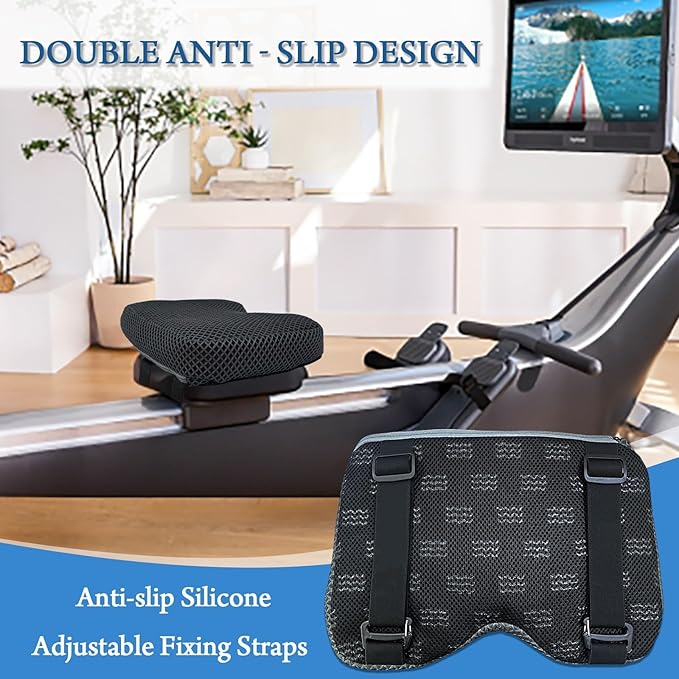 REEZEIVI Rowing Machine Seat Cushion for The Concept 2 Rowing Machine,Breathable 4D Air Mesh Seat Pad, Washable and Breathable Cover and Straps, Non-Slip Design,Recumbent Stationary Bike, Watter Rower