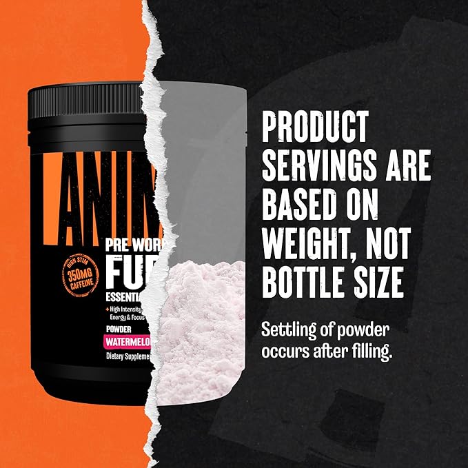 Animal Fury Pre Workout Powder Supplement – Energize Your Workout With More Focus, Energy, Endurance and Pumps, Watermelon, 20 Servings