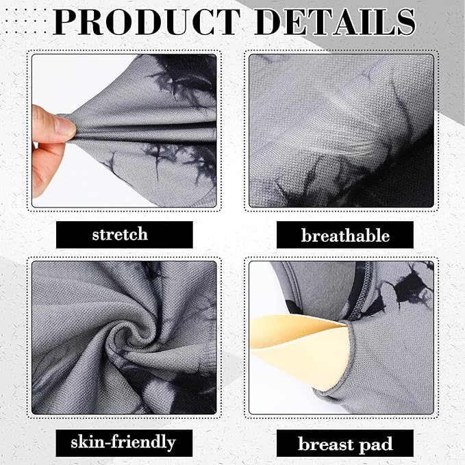 4 Pcs Women's Workout Sets Pilates Exercise Outfit Ribbed Scoop Neck Sports Bra Shorts Leggings Gym Clothes Set