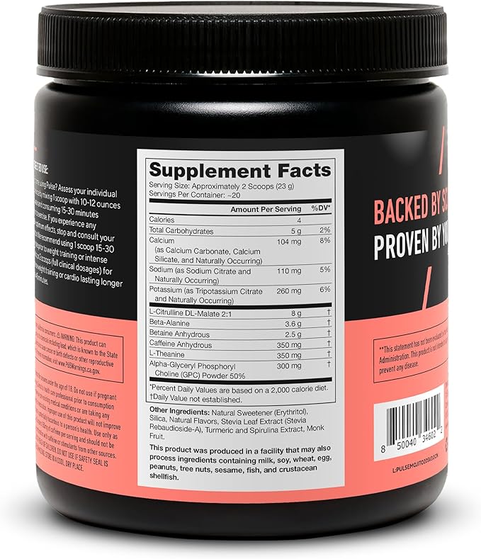 LEGION Pulse Pre Workout - All Natural Nitric Oxide Preworkout Drink to Boost Energy, Creatine Free, Naturally Sweetened, Beta Alanine, Citrulline, Alpha GPC (Mojito)
