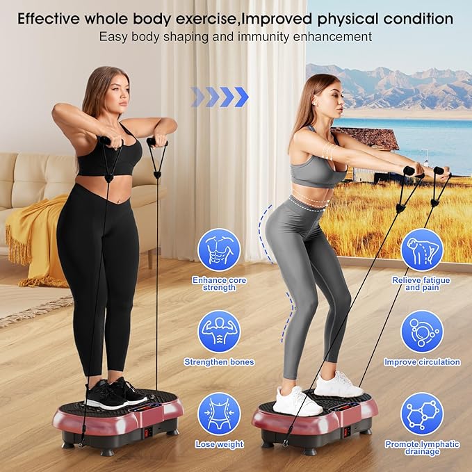 Vibration Plate Exercise Machine, 180 Speed Levels Vibration Plate for Lymphatic Drainage, Whole Body Workout Vibrating Fitness Platform, Effective for Weight Loss, Shaping, Toning & Wellness
