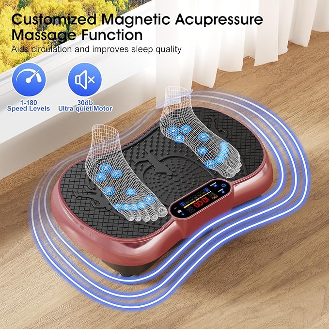 Vibration Plate Exercise Machine, 180 Speed Levels Vibration Plate for Lymphatic Drainage, Whole Body Workout Vibrating Fitness Platform, Effective for Weight Loss, Shaping, Toning & Wellness
