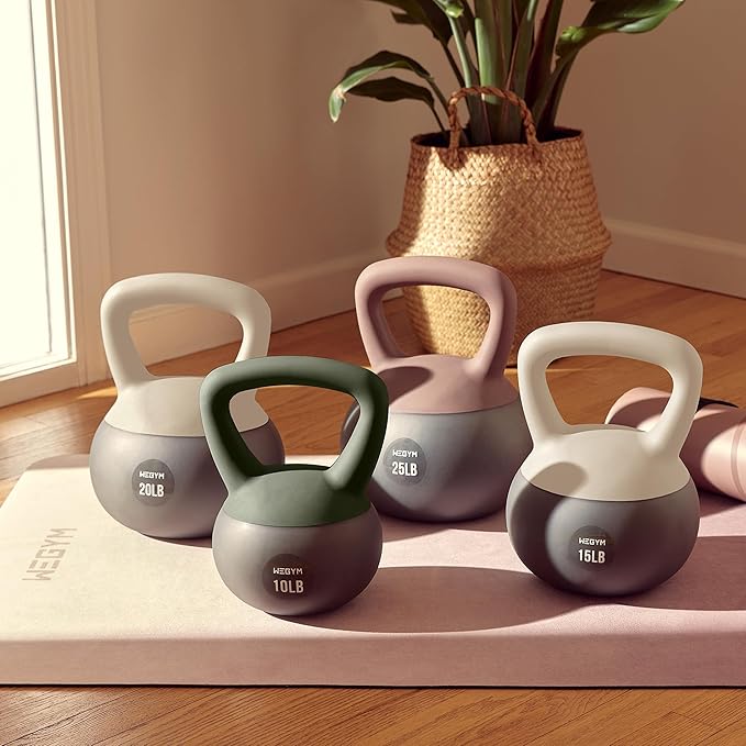 Soft Kettlebells with Cushioned Impact-Resistant Base and Anti-Slip
