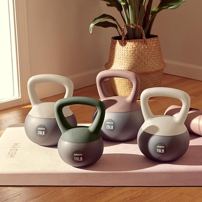 Soft Kettlebells with Cushioned Impact-Resistant Base and Anti-Slip