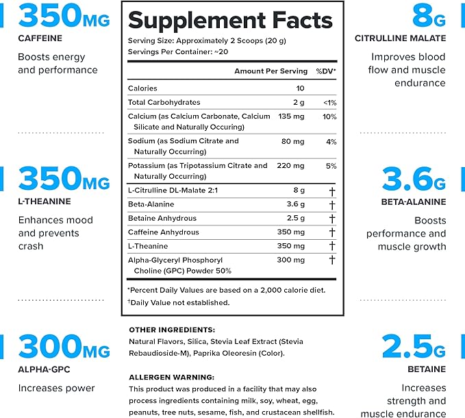 LEGION Pulse Pre Workout - All Natural Nitric Oxide Preworkout Drink to Boost Energy, Creatine Free, Naturally Sweetened, Beta Alanine, Citrulline, Alpha GPC (Peach)