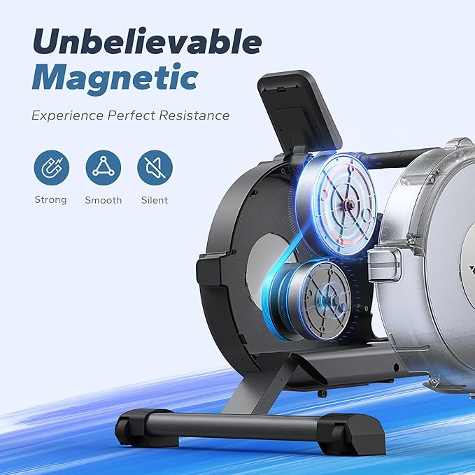 MERACH Rowing Machine & Seat Cushion, Magnetic Rower Machine for Home, 16 Levels of Quiet Resistance, Dual Slide Rail with Max 350lb Weight Capacity