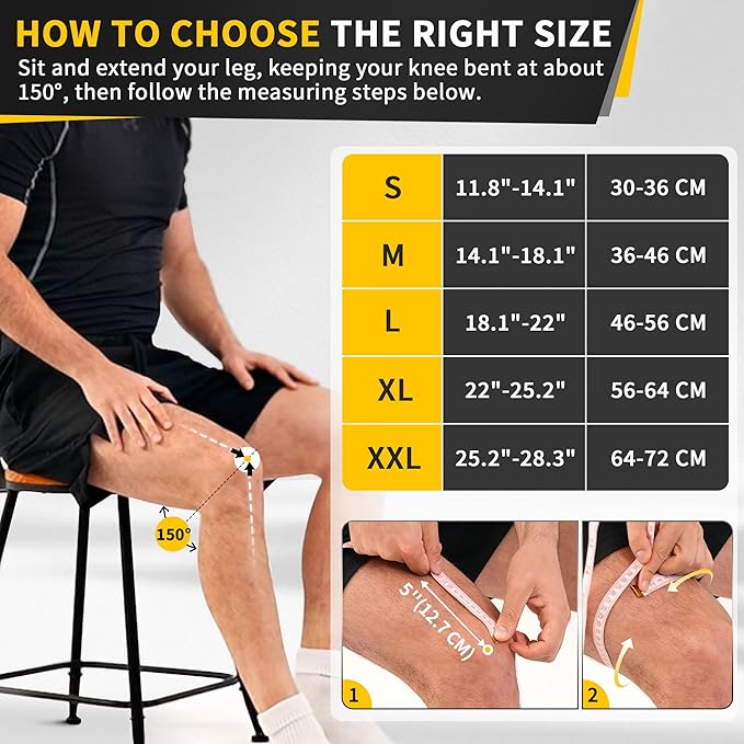 CAMBIVO Knee Brace for Men & Women, 2 Pack Knee Compression Sleeve for Knee Pain Relief, Knee Brace with Side Stabilizers & Patella Pad for Meniscus Tear, Gym Running Working Out(Large, STS-Black)